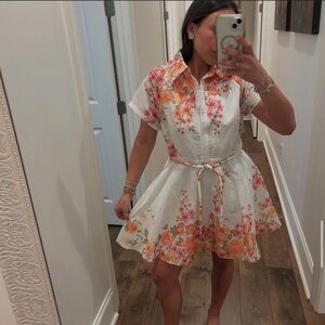 Floral Button-Up Dress with Belt